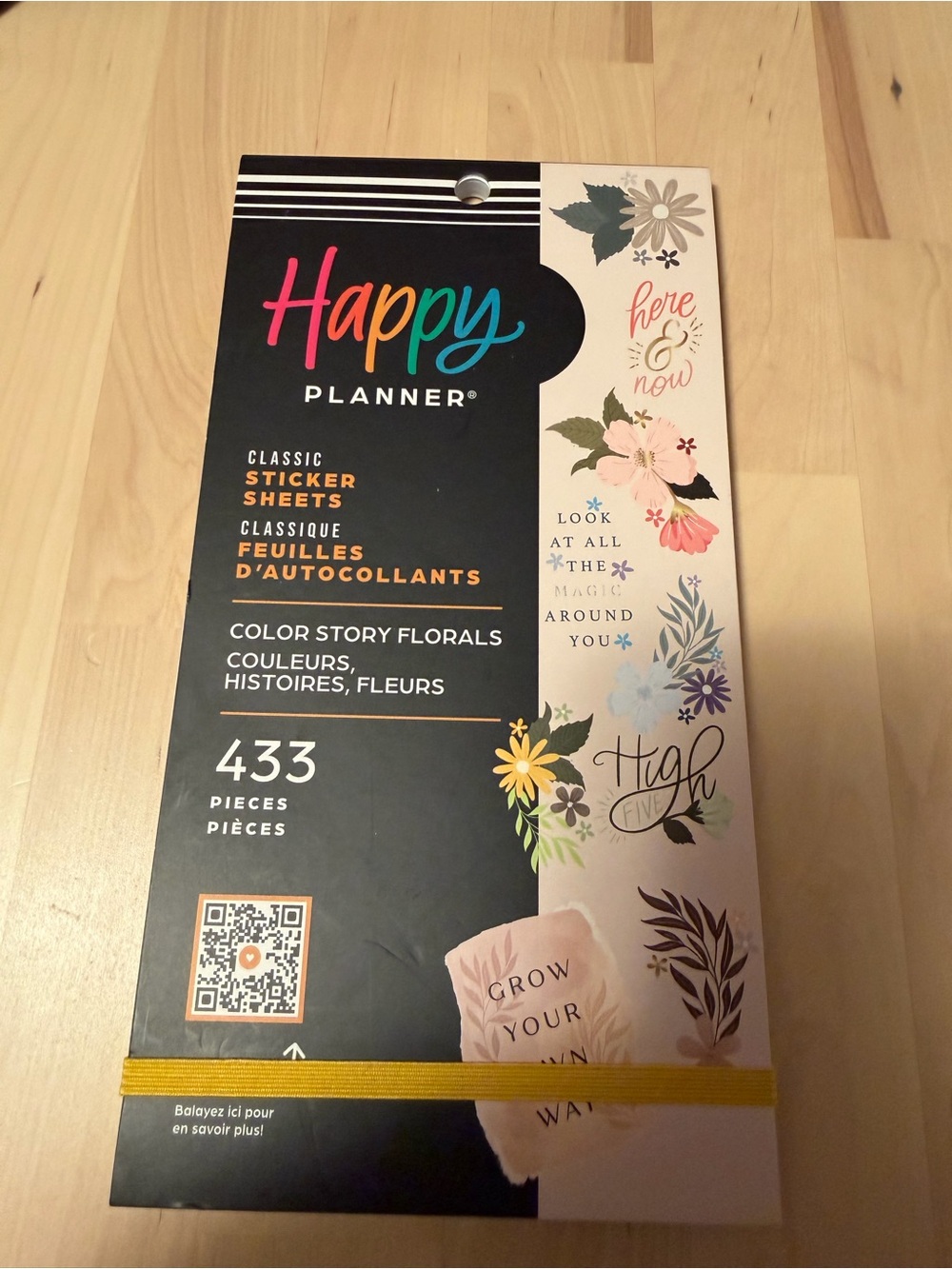 Happy Planner Color Story Florals Stickers - Black, Pink, Yellow, Blue